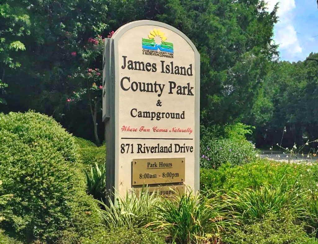 Sign of James Island County Park in Charleston, SC