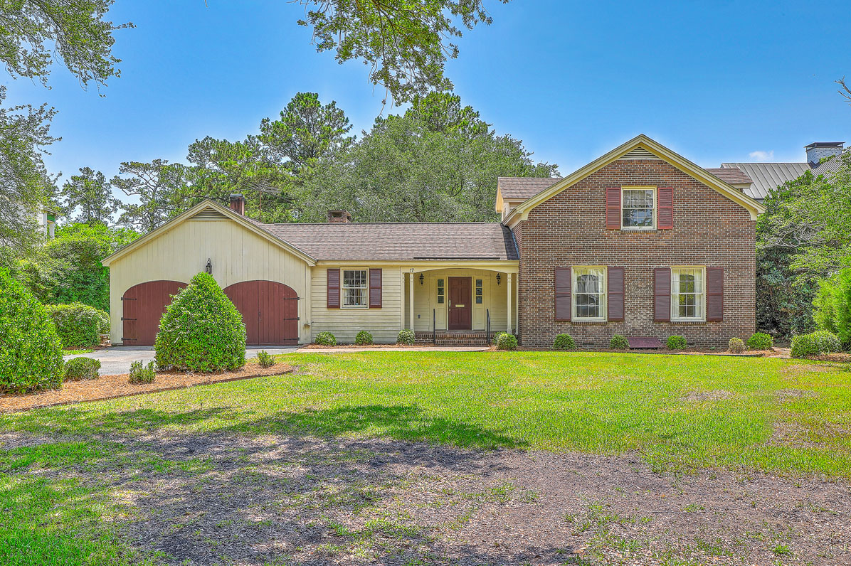 17 Johnson Road: brick and wood house for sale on a large grassy lot in The Crescent, Charleston, SC