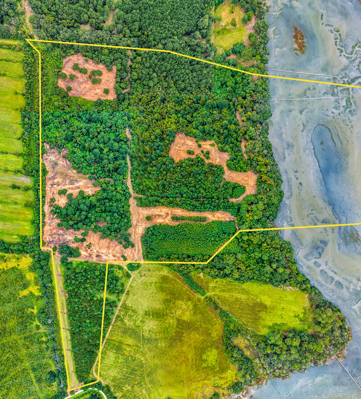 aerial view of 0 Back Forty Road, Selkirk Plantation, Wadmalaw Island, SC