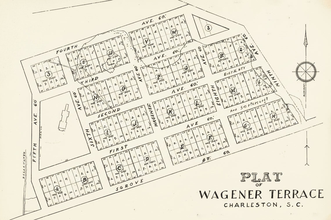 1919 plat of Wagener Terrace neighborhood in historic downtown Charleston, SC