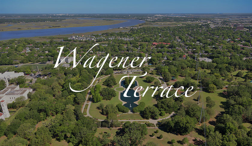 Aerial view of Hampton Park In the Wagener Terrace neighborhood of downtown Charleston , SC